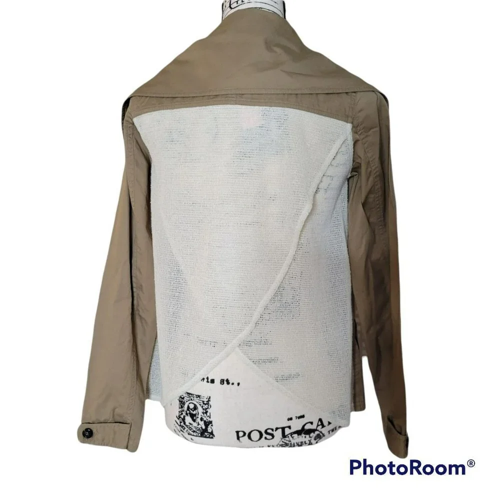 Nic. K Mesh Fly Away Back Double Breasted Tan Short Trench Jacket/ Coat Size XS